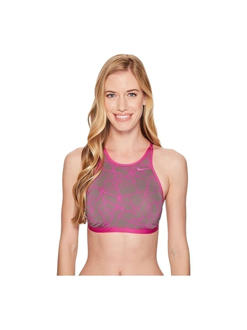 nike Adjustable High-Neck Top (Fuchsia Blast) Women's Swimwear, Multi